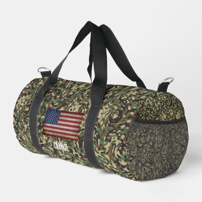 Sac De Sport Drapeau personnalisé Camouflage vert Nom personnal (Coin droit)