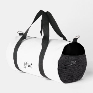 Sac De Sport Duo couleur unie noir et blanc initiales du nom