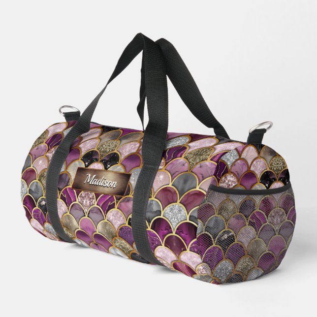Sac De Sport Échelles mignonnes en or rose violet (Coin droit)