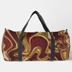Sac De Sport Effet 3D Luxe Voyage Rouge Cramoisi et Or