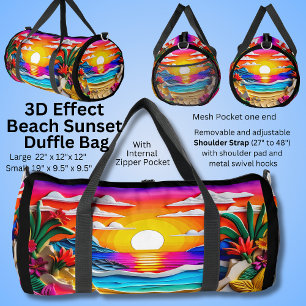 Sac De Sport Effet 3D, Plage Coucher de soleil Nuages Peinture
