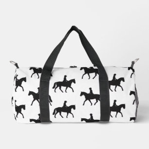Sac De Sport Elégant Blanc Noir Silhouette Horse & Rider