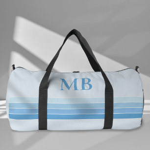 Sac De Sport Élégant Bleu Retro Stripes Monogramme