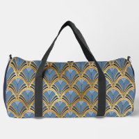 Elégant Blue Gold Art Déco Motif Vintage