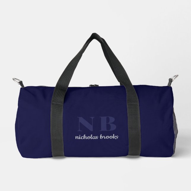 Sac De Sport Élégant classique minimal Monogramme bleu marine (Recto)