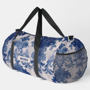 Sac De Sport Élégant damassé Bleu toile de jouy monogramme