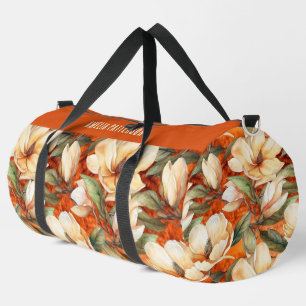 Sac De Sport Élégant Magnolia motif floral Nom personnalisé
