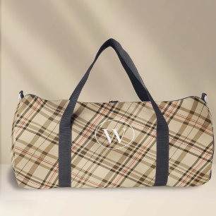 Sac De Sport Élégant monogramme motif en plaid beige