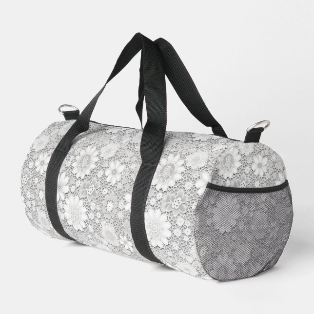 Sac De Sport Élégant motif de dentelle fleurie blanche (Coin droit)