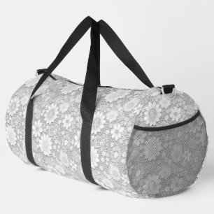 Sac De Sport Élégant motif de dentelle fleurie blanche