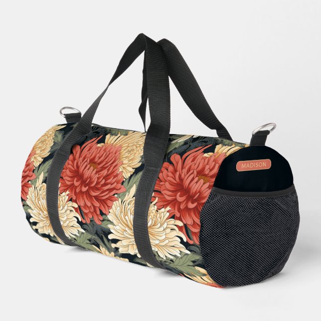 Sac De Sport Élégant motif floral Nom personnalisé (Coin droit)