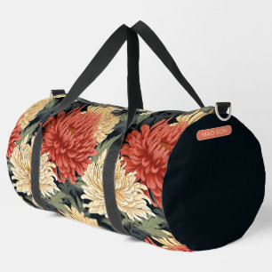 Sac De Sport Élégant motif floral Nom personnalisé