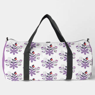 Sac De Sport Élégant motif floral violet violet gris rouge