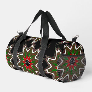 Sac De Sport Elégant Noir Rouge Vert Floral Art Motif Design
