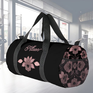 Sac De Sport Élégant rose sur dentelle noire dans le style vint