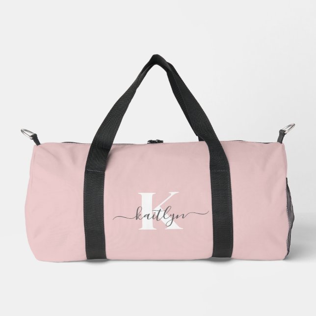 Sac De Sport Élégant violet rose gris script Monogramme (Recto)