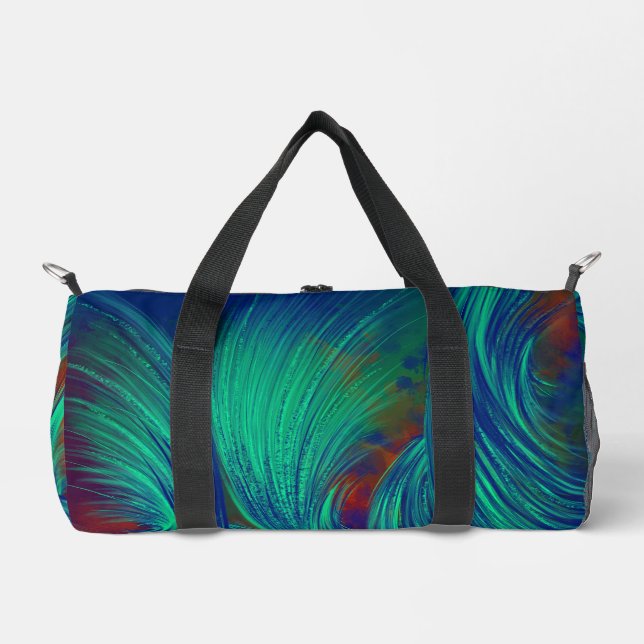 Sac De Sport Elégante Abstraite plumes Vert Bleu (Recto)