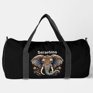 Sac De Sport Éléphant avec des motifs floraux complexes