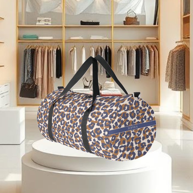 Sac De Sport Empreinte de léopard-bleu et Brown (Leopard Print-Blue and Brown- Duffle Bag )
