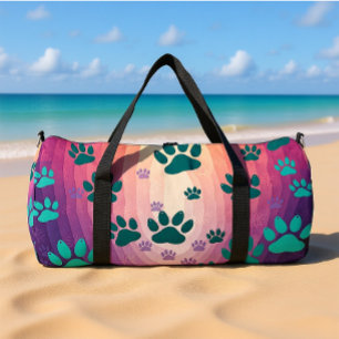 Sac De Sport Empreinte de patte à dégradé de sarcelle 