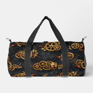 Sac De Sport Engrenages dorés vintage et néon rouge Cyberpunk m