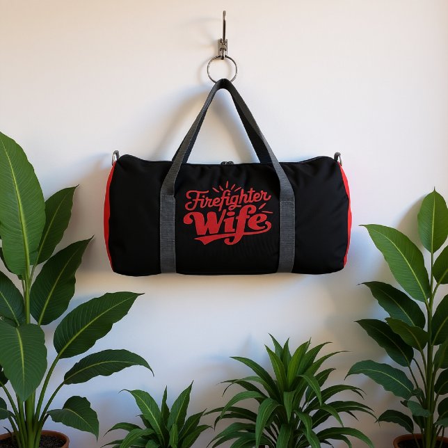 Sac De Sport Épouse de pompier texte rouge  (Créateur téléchargé)