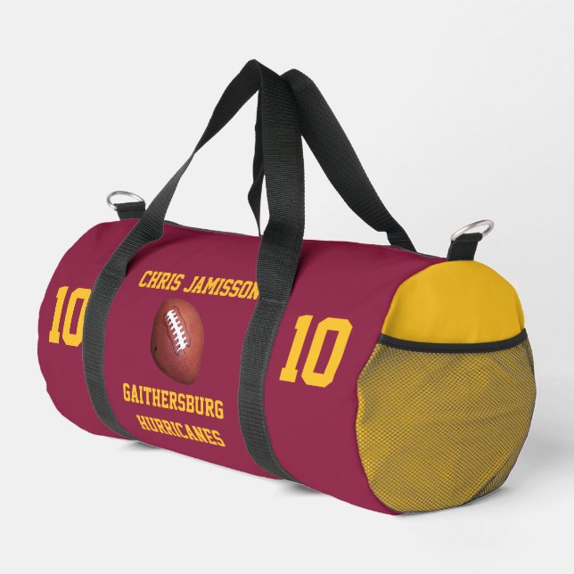 Sac De Sport Équipe de football Coach Joueur Maroon Gold Person (Coin droit)