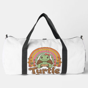 Sac De Sport Équipe de tortue mignonne dessin vectoriel floral