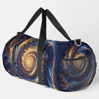 Sac De Sport Espace Abstrait moderne Royal Blue et Gold Swirls