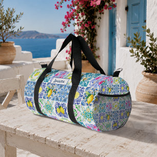 Sac De Sport Été Bleu Jaune Citron Sicilien Azulejo