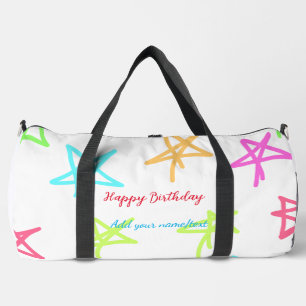 Sac De Sport Étoiles colorées joyeux anniversaire ajouter nom t