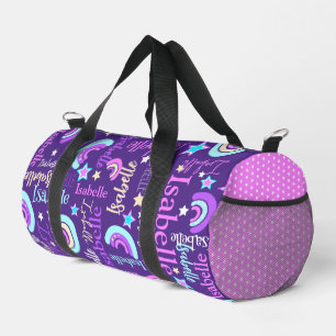 Sac De Sport Étoiles jaunes roses violettes arc-en-ciel nom Isa