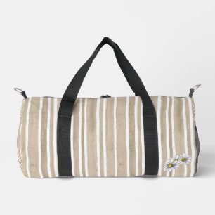 Sac De Sport Exercice chic taupe rayé aquarelle daisy