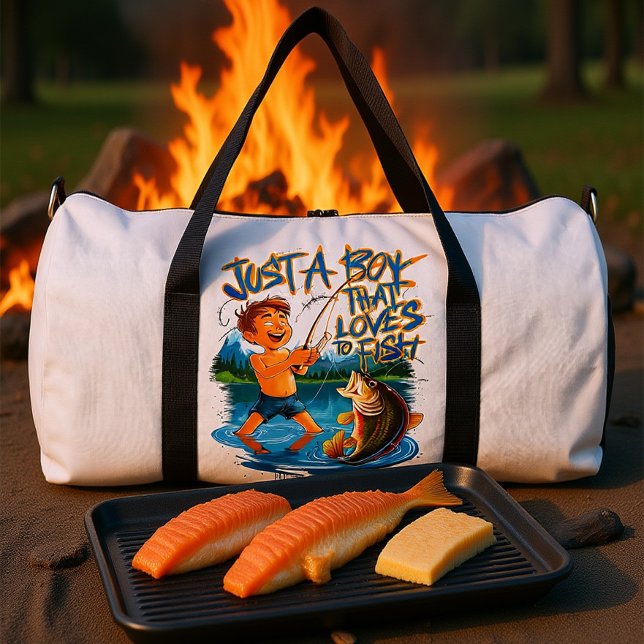 Sac De Sport Exploring Nature: Boy Fishing With a Big Catch (Créateur téléchargé)