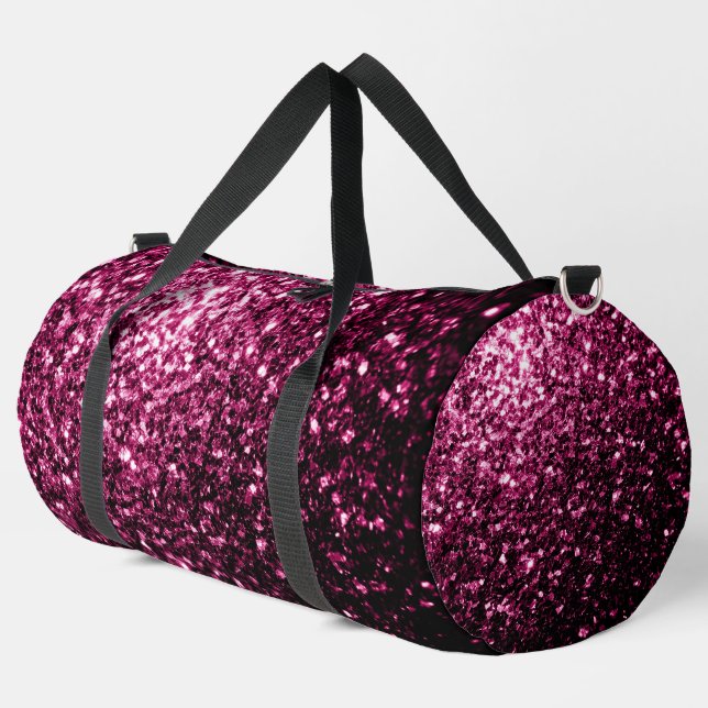 Sac De Sport Faux éclat rose foncé scintille (Coin gauche)