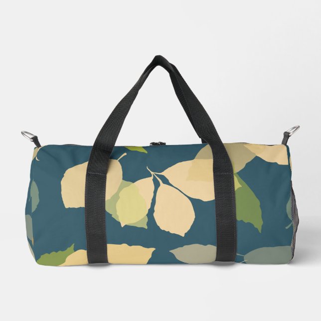 Sac De Sport Feuilles d'automne modernes sur fond sarcelle (Recto)