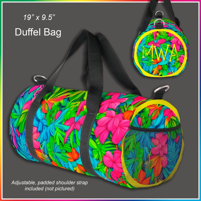 Sac De Sport [Feuilles tropicaux] Botanique Floral Imprimer Mon (Optional monogram or jersey number on left end. 1-3 characters works best.)