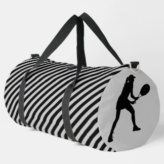 Sac De Sport Fille de joueur de tennis rayée noir et blanc
