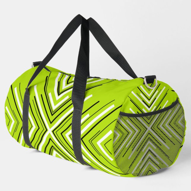 Sac De Sport Flèches en vert citron, noir et blanc (Coin droit)