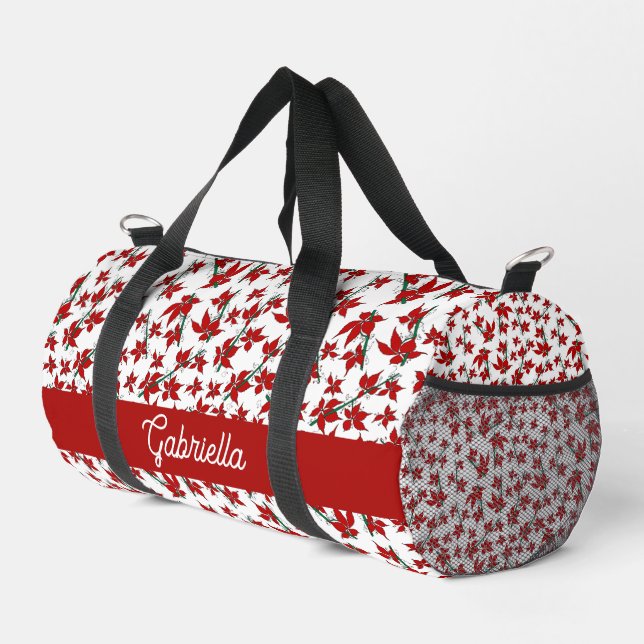 Sac De Sport Fleur botanique rouge de Noël (Coin droit)
