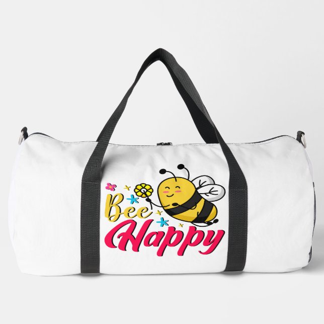 Sac De Sport Fleur de dessin animé Abeille Heureuse  (Recto)