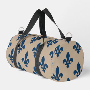 Sac De Sport Fleur de Lis Motif, Royal French Blue sur Crème