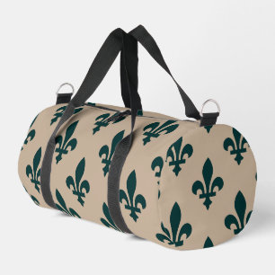 Sac De Sport Fleur de Lis Motif, Royal French Green on Cream