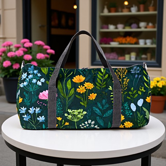 Sac De Sport Fleur de minuit Floral & Feuillage  (Créateur téléchargé)