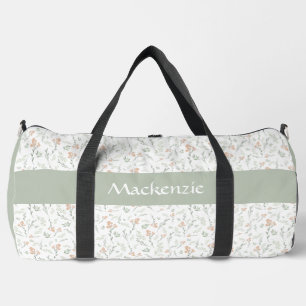 Sac De Sport Fleur de sauvage aquarelle sauge Nom personnalisé