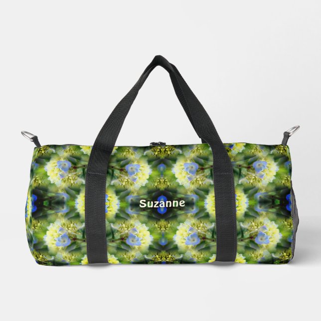 Sac De Sport Fleur d'hortensia bleue abstraite personnalisée (Recto)
