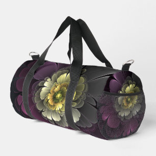 Sac De Sport Fleur fractale grise de pourpre moderne abstraite