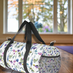 Sac De Sport Fleur sauvage aquarelle bleu violet