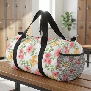Sac De Sport Fleur sauvage aquarelle orange rose vert