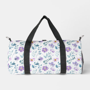 Sac De Sport Fleur sauvage aquarelle verte violette